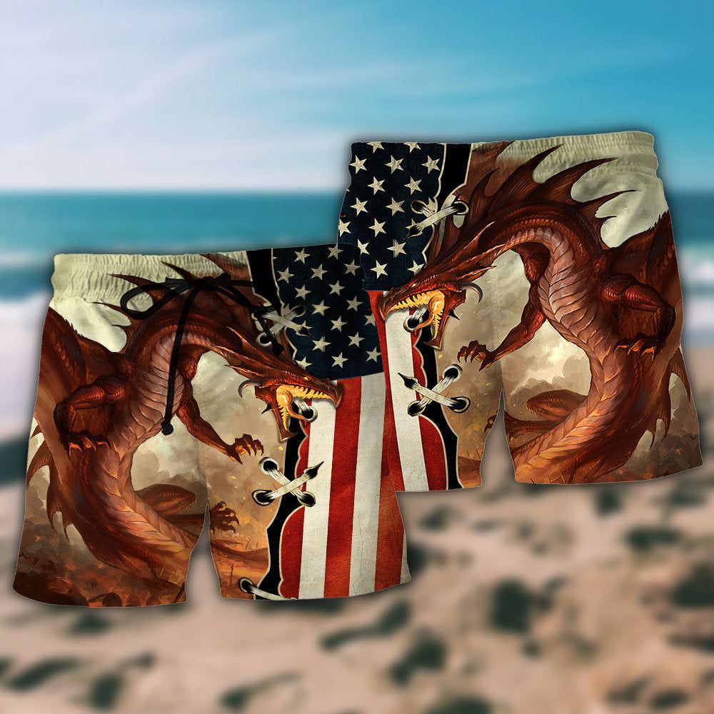 Dragon Independence Day Trendy Aloha Hawaiian Beach Shorts