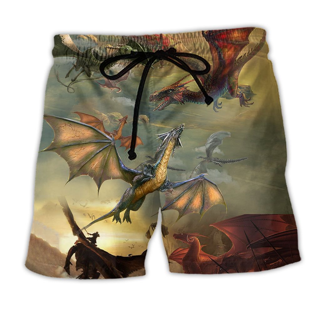 Dragon Love Cool Life Trendy Aloha Hawaiian Beach Shorts