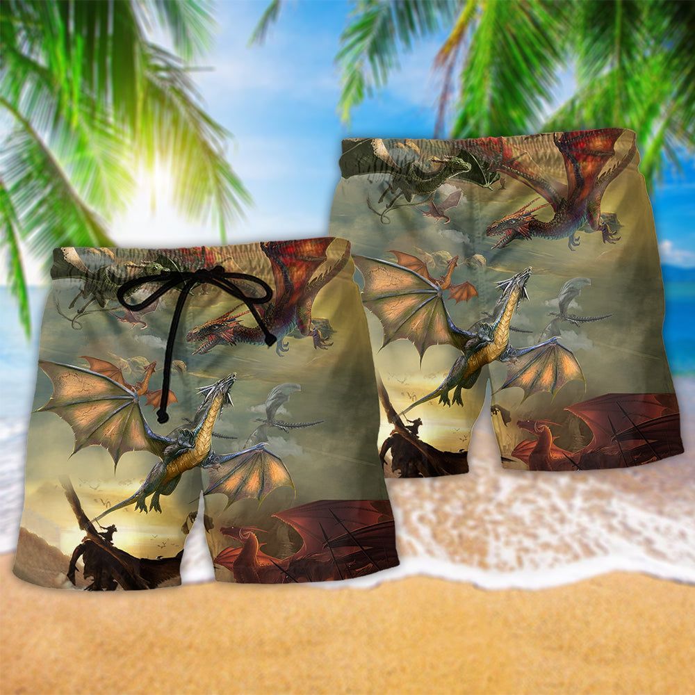 Dragon Love Cool Life Trendy Aloha Hawaiian Beach Shorts