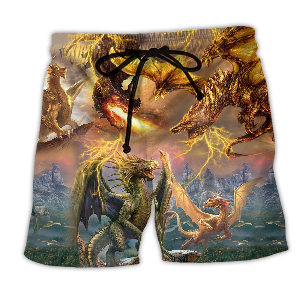 Dragon Love His Life Trendy Aloha Hawaiian Beach Shorts
