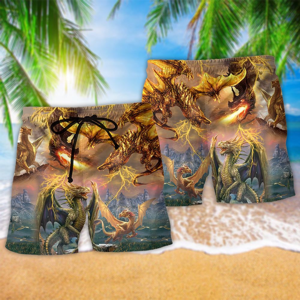 Dragon Love His Life Trendy Aloha Hawaiian Beach Shorts