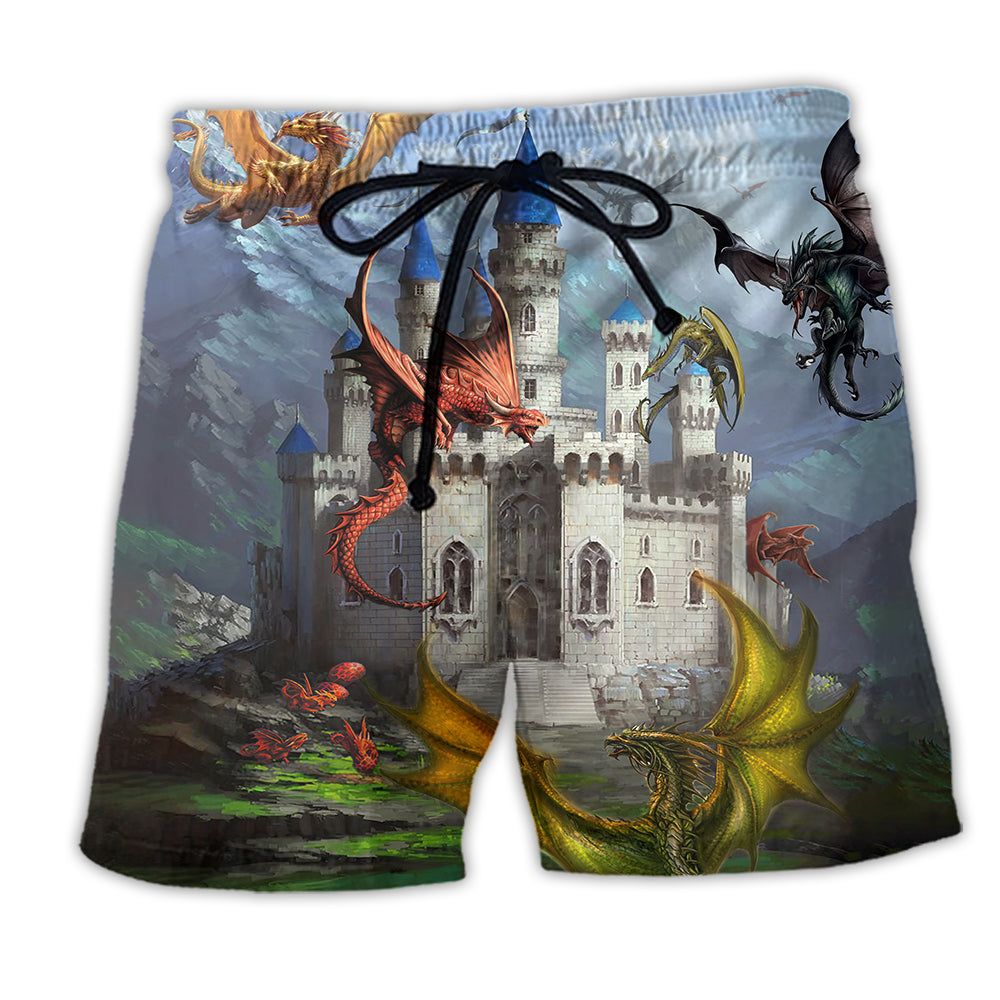 Dragon Love Life Clouded Sky Trendy Aloha Hawaiian Beach Shorts