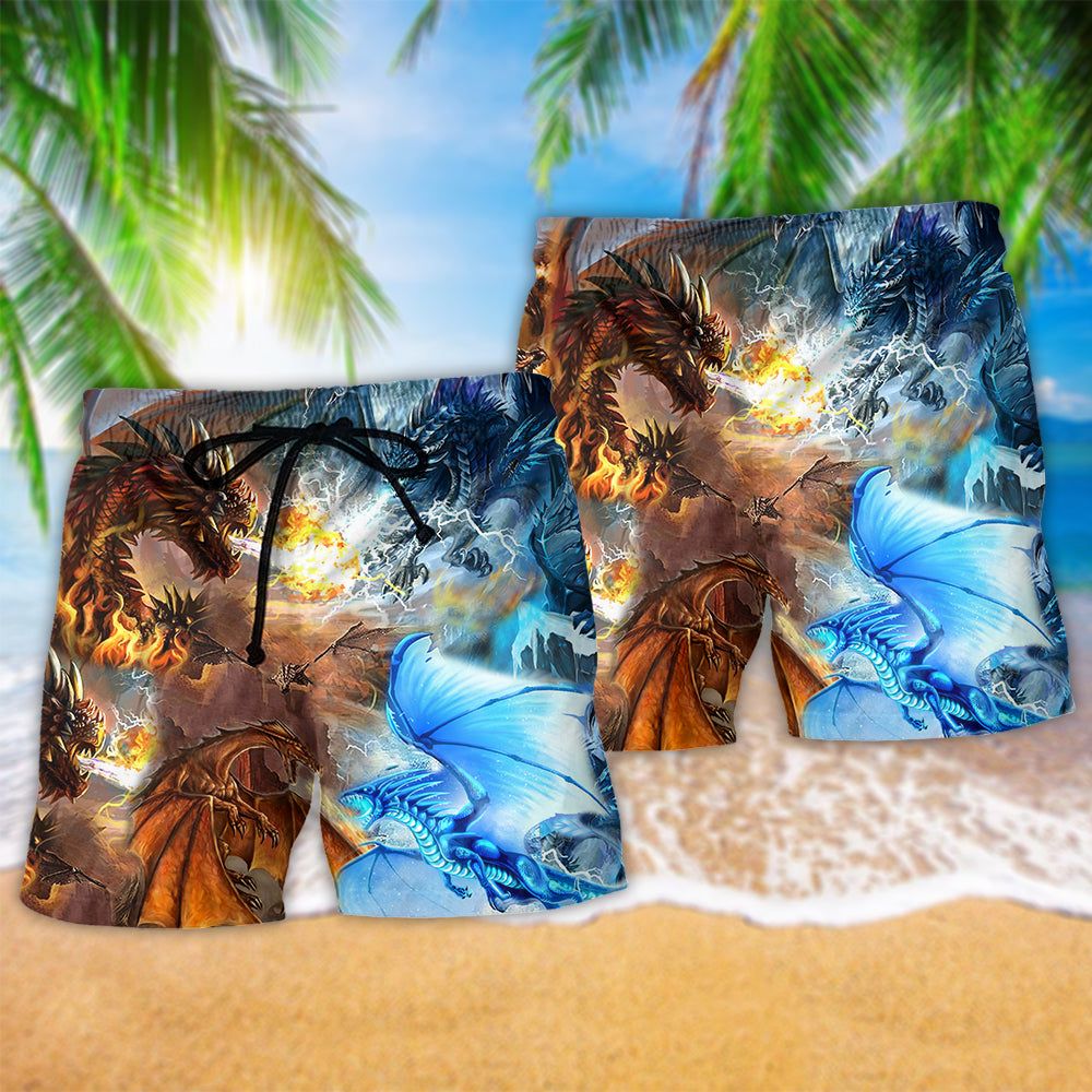 Dragon Love Life Cool Fire Water Trendy Aloha Hawaiian Beach Shorts