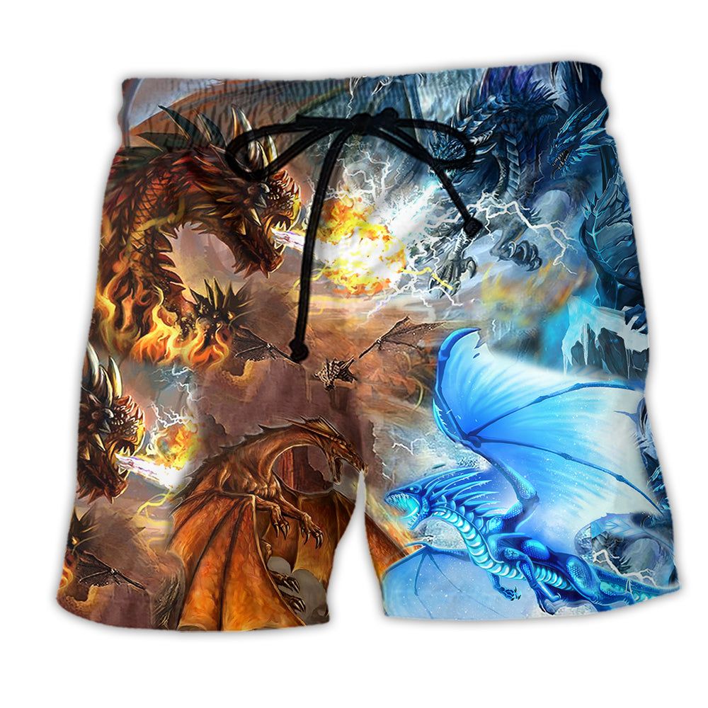 Dragon Love Life Cool Fire Water Trendy Aloha Hawaiian Beach Shorts