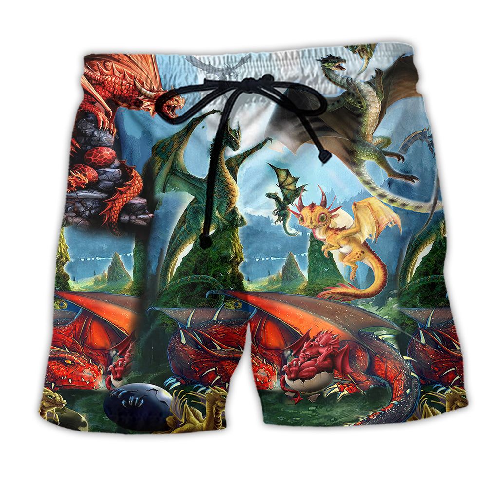 Dragon Love Life Cool Trendy Aloha Hawaiian Beach Shorts