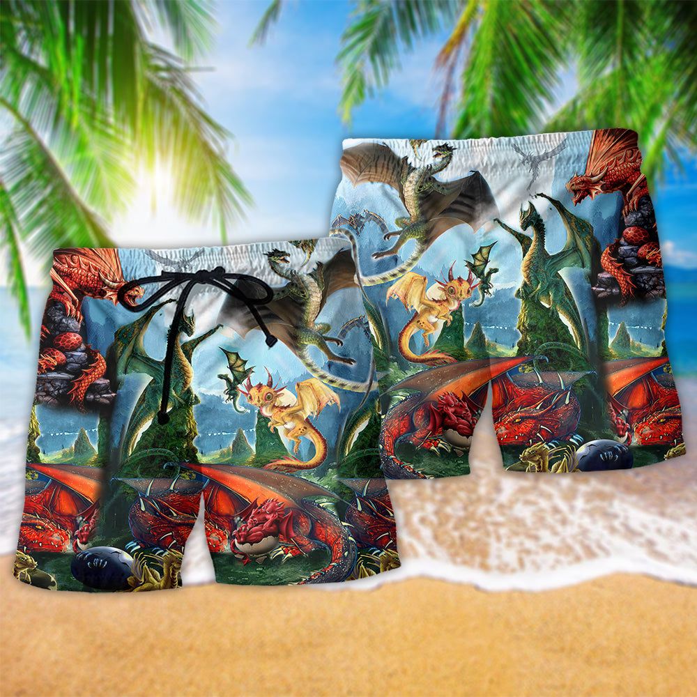 Dragon Love Life Cool Trendy Aloha Hawaiian Beach Shorts