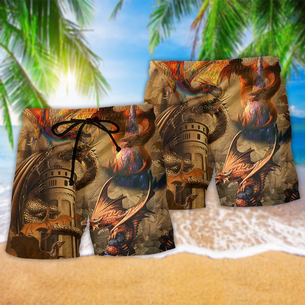 Dragon Love Life Vintage Cool Trendy Aloha Hawaiian Beach Shorts