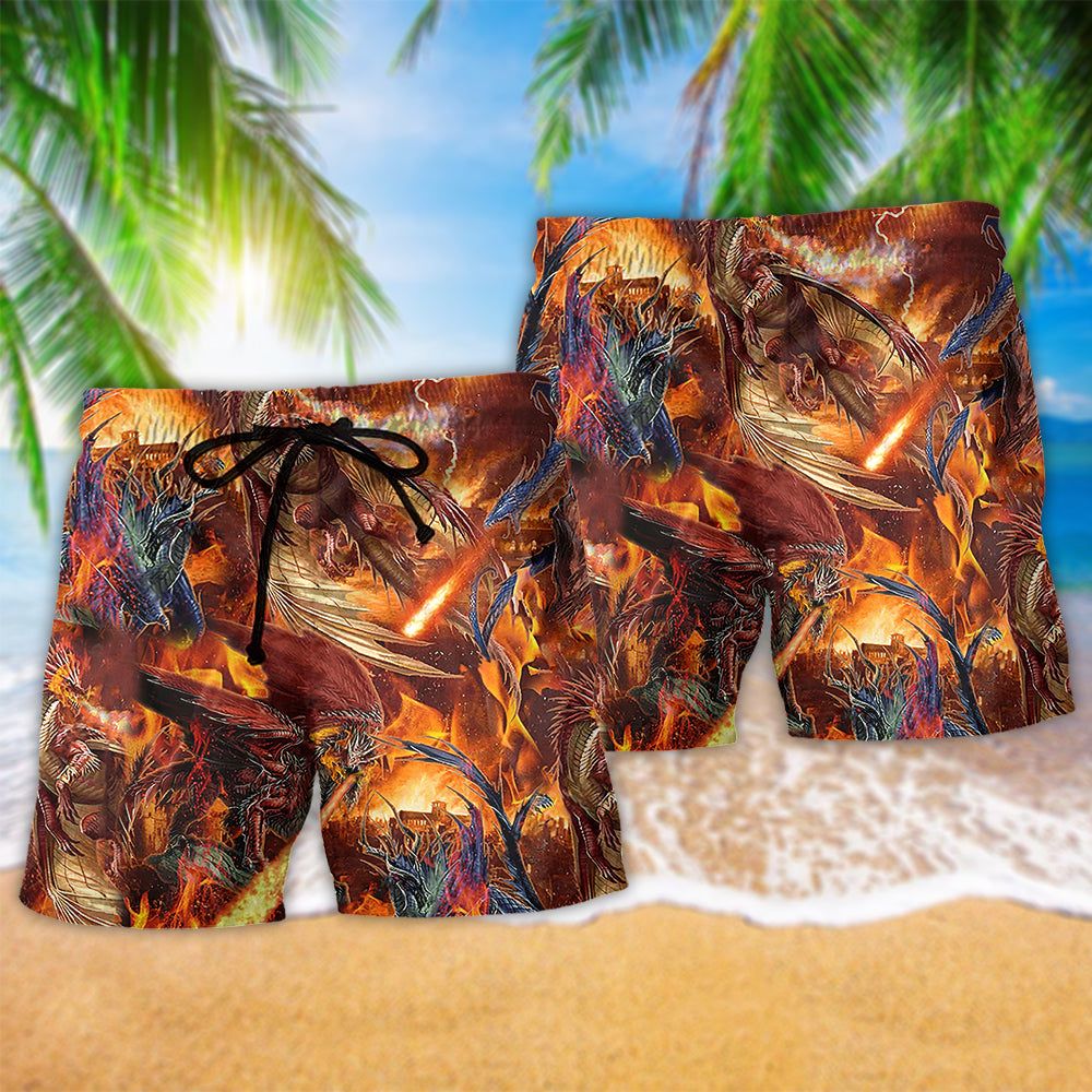 Dragon Love Strong Life Trendy Aloha Hawaiian Beach Shorts