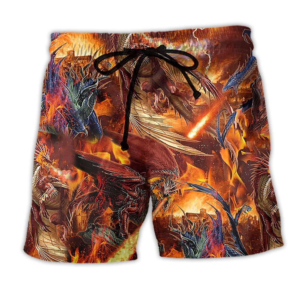 Dragon Love Strong Life Trendy Aloha Hawaiian Beach Shorts