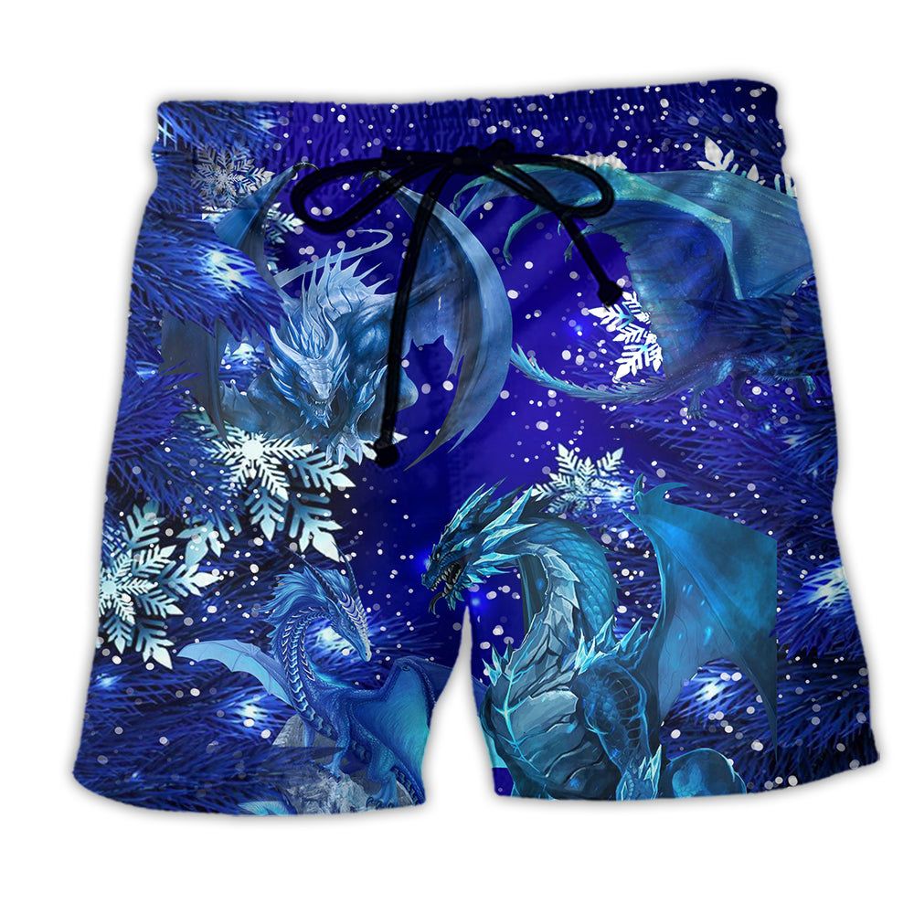 Dragon Love Xmas Love Life In To The Blue Sky Trendy Aloha Hawaiian Beach Shorts