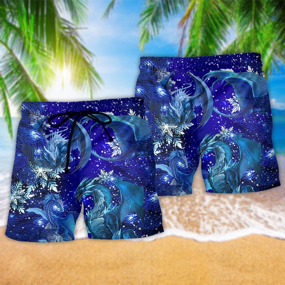 Dragon Love Xmas Love Life In To The Blue Sky Trendy Aloha Hawaiian Beach Shorts