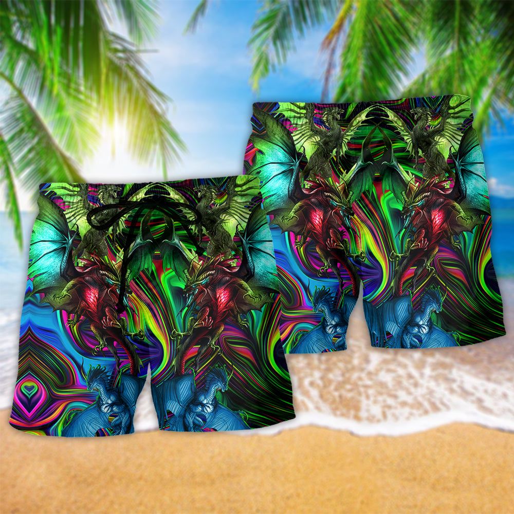 Dragon Lover So Cool Neon Trendy Aloha Hawaiian Beach Shorts