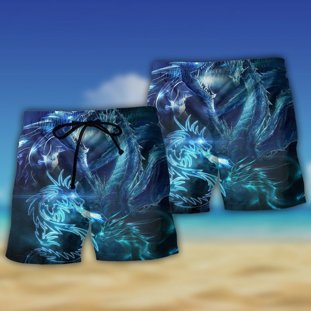 Dragon Neon Lighting Bright Led Trendy Aloha Hawaiian Beach Shorts