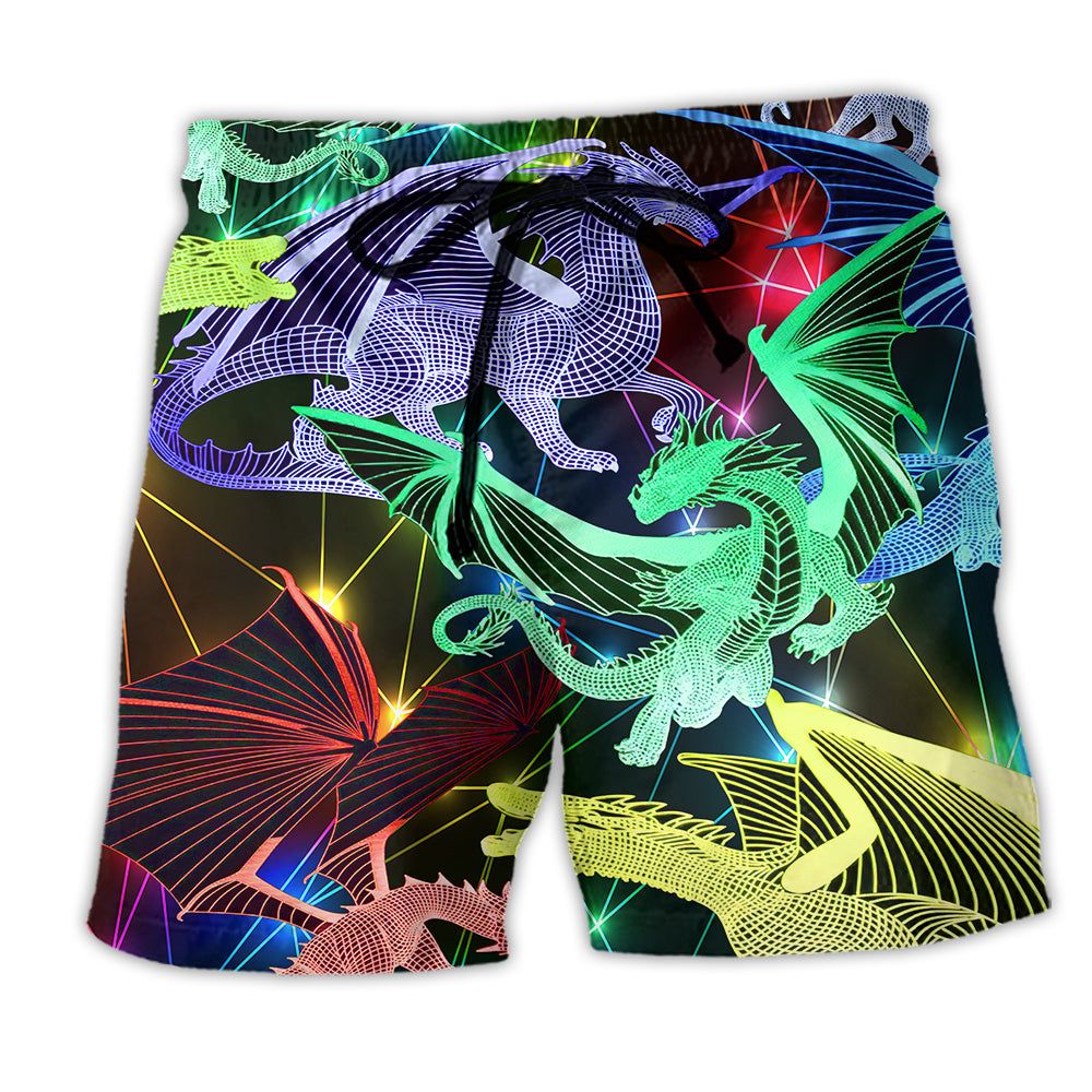Dragon Neon Love Beautiful Life Trendy Aloha Hawaiian Beach Shorts Dragon Neon Love Beautiful Life Trendy Aloha Hawaiian Beach Shorts