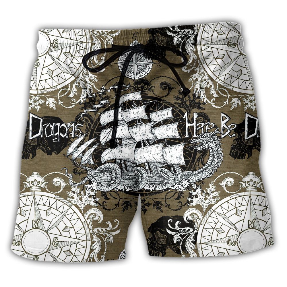 Dragon Old Ship Vintage Anchor Sea Life Trendy Aloha Hawaiian Beach Shorts Dragon Old Ship Vintage Anchor Sea Life Trendy Aloha Hawaiian Beach Shorts