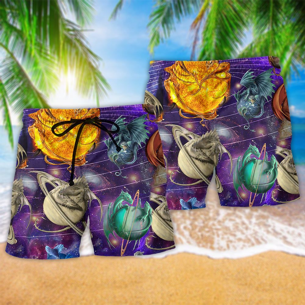 Dragon Planet Love Life Galaxy Trendy Aloha Hawaiian Beach Shorts