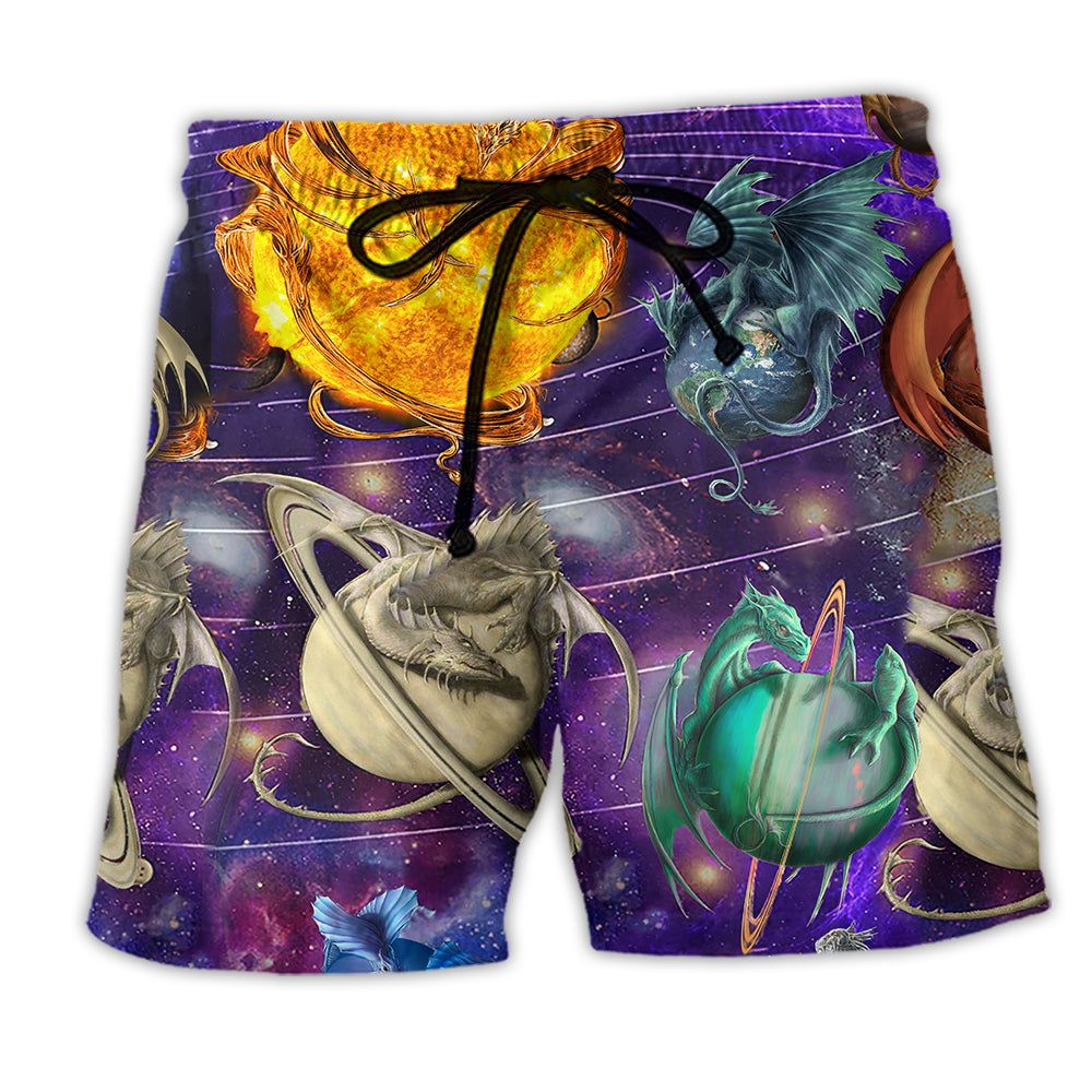 Dragon Planet Love Life Galaxy Trendy Aloha Hawaiian Beach Shorts
