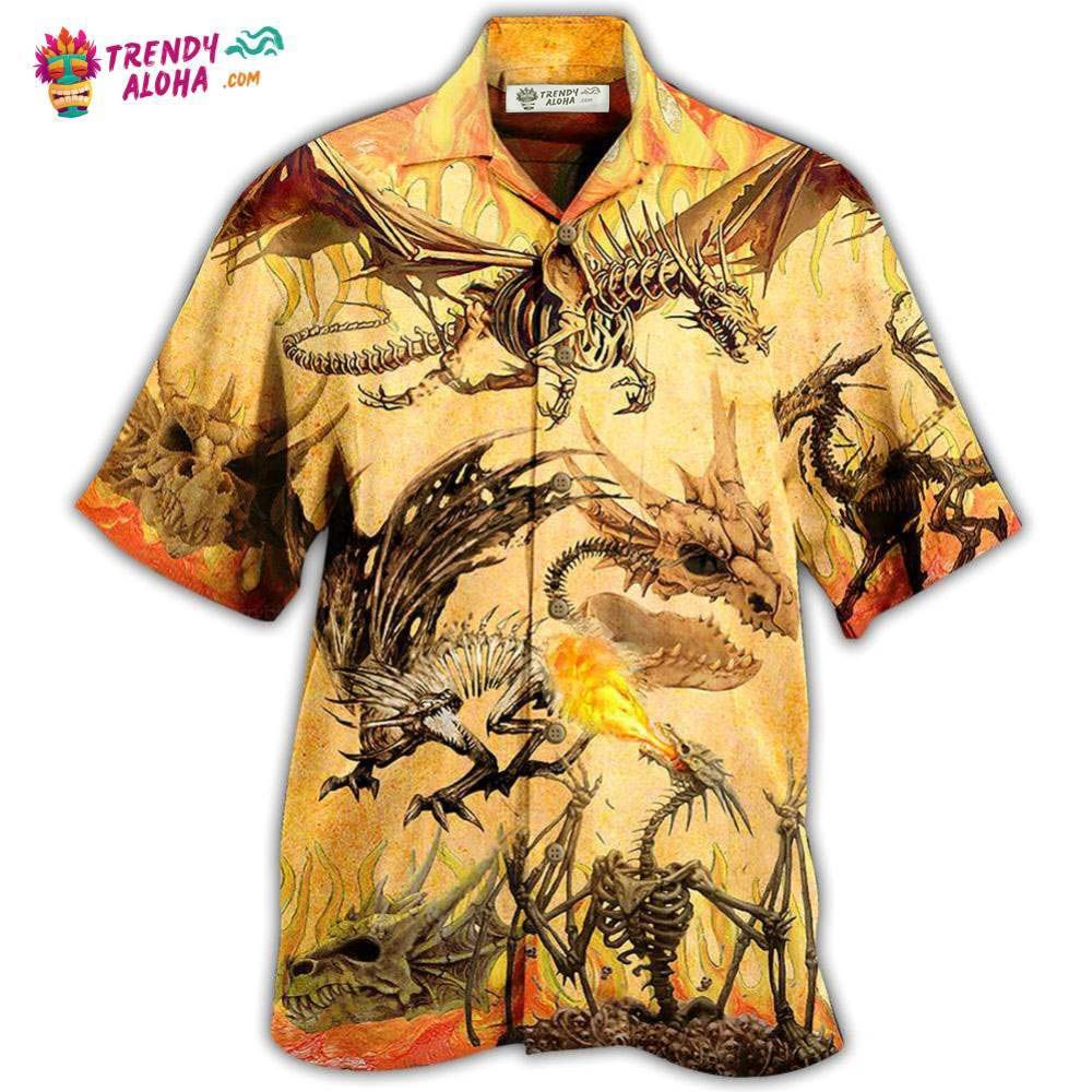 Dragon Skull Fighting On Desert Hawaiian Shirt – Trendy Aloha