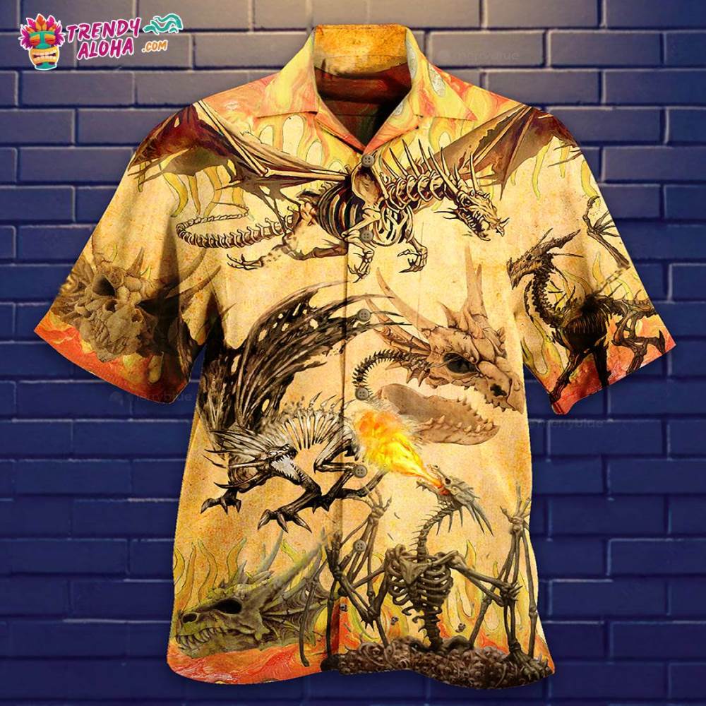 Dragon Skull Fighting On Desert Hawaiian Shirt – Trendy Aloha
