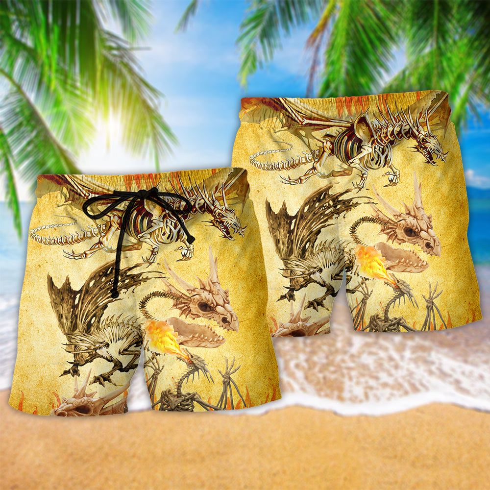 Dragon Skull Love Amazing Life Trendy Aloha Hawaiian Beach Shorts