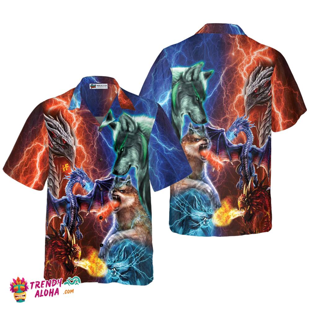 Dragon Vs Wolves Hawaiian Shirt