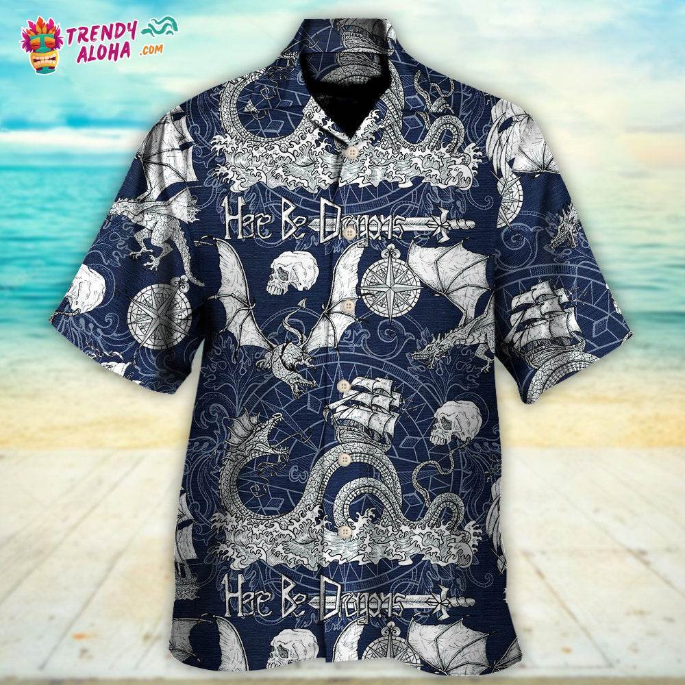Dragon With Skull Old Ship Sea Life Hawaiian Shirt – Trendy Aloha