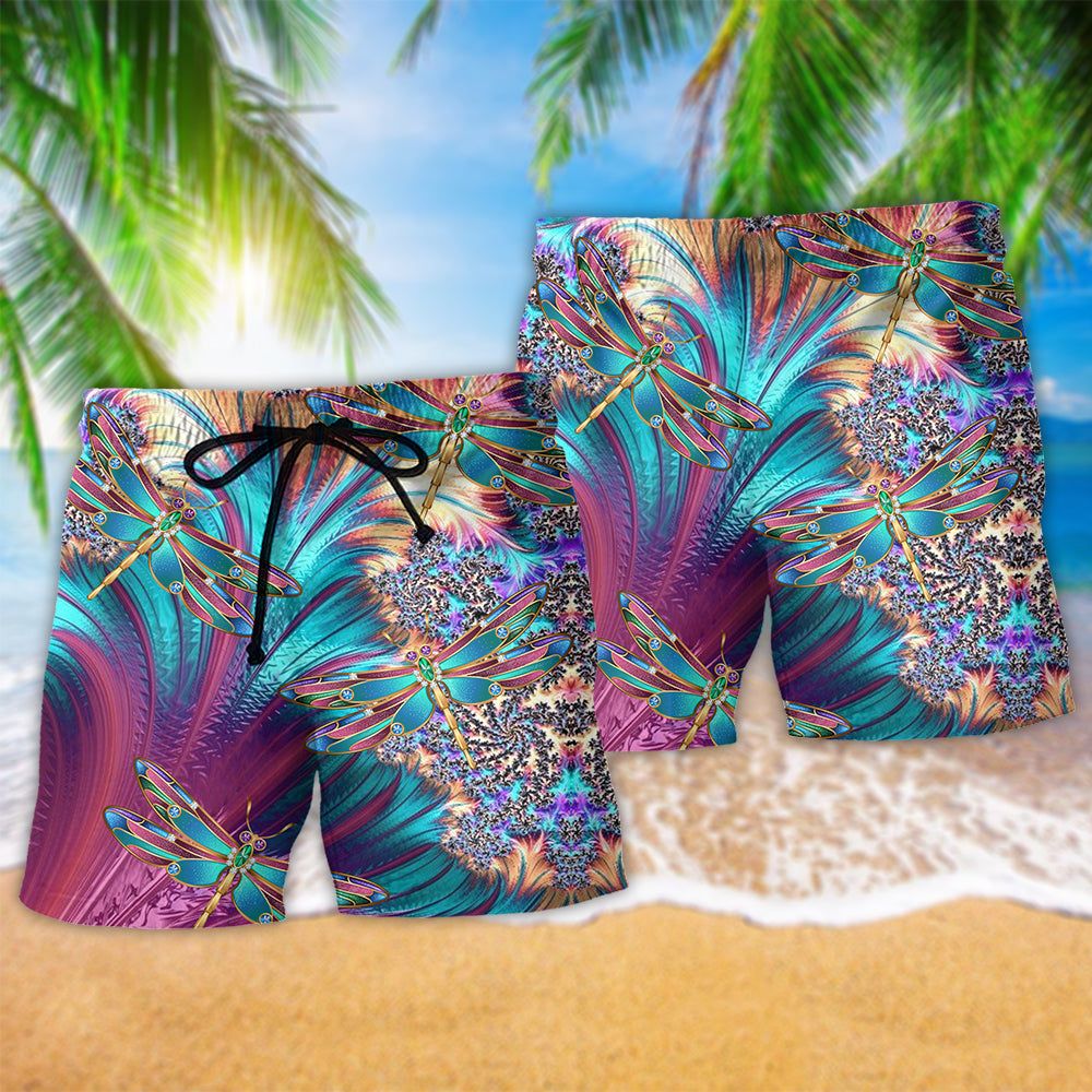 Dragonfly Loves Summer Vibes Luxury Trendy Aloha Hawaiian Beach Shorts