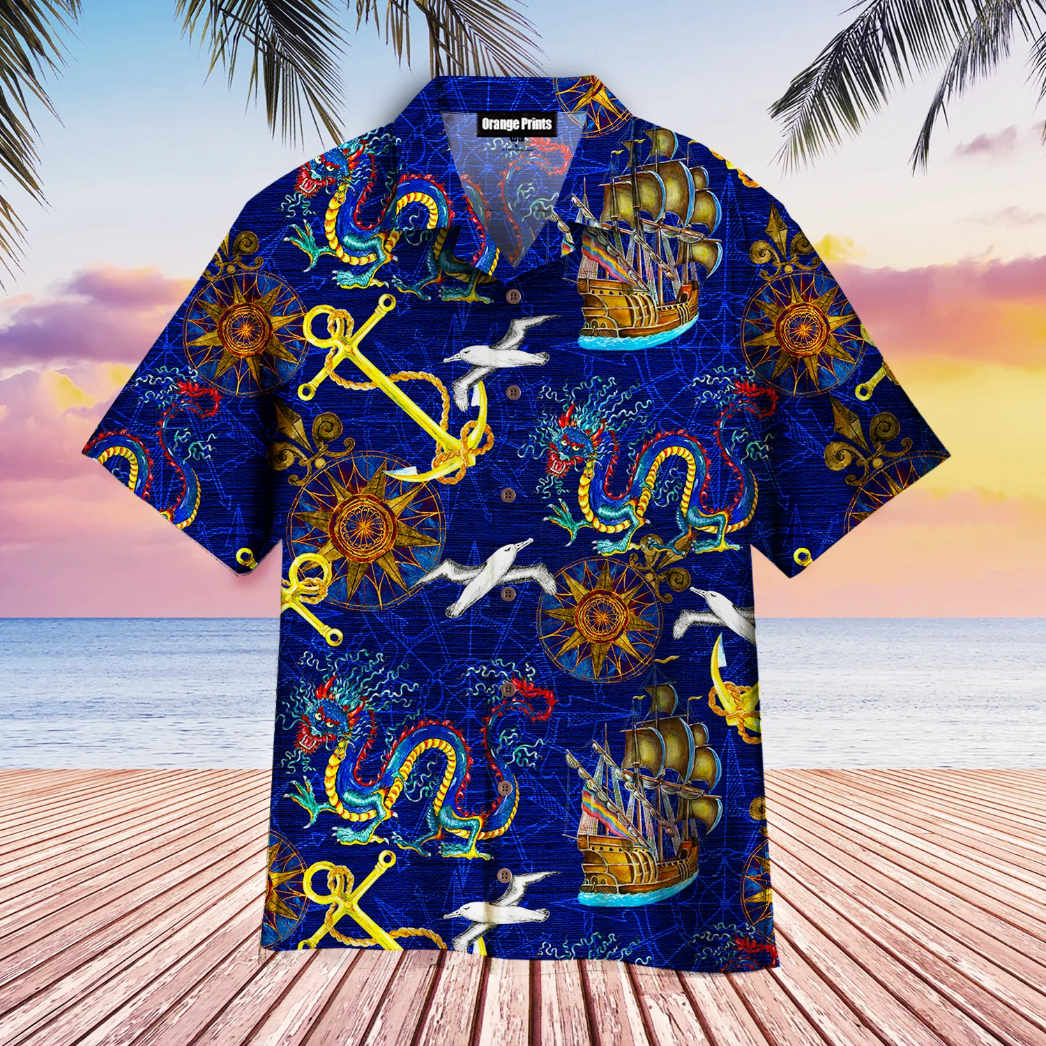Dragons Pirates Pattern Trendy Hawaiian Shirt For Aloha Shirt