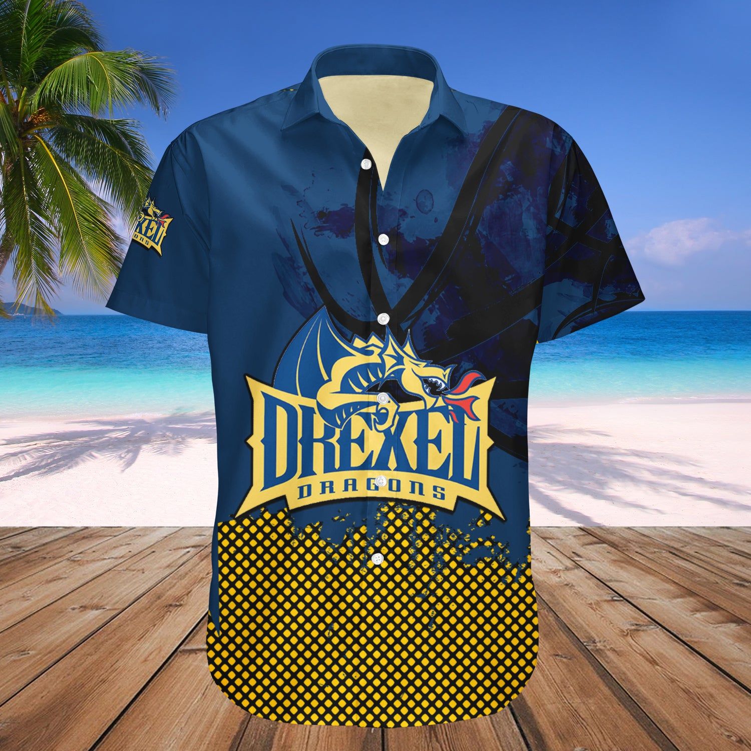 Drexel Dragons Hawaii Shirt Basketball Net Grunge Pattern – NCAA