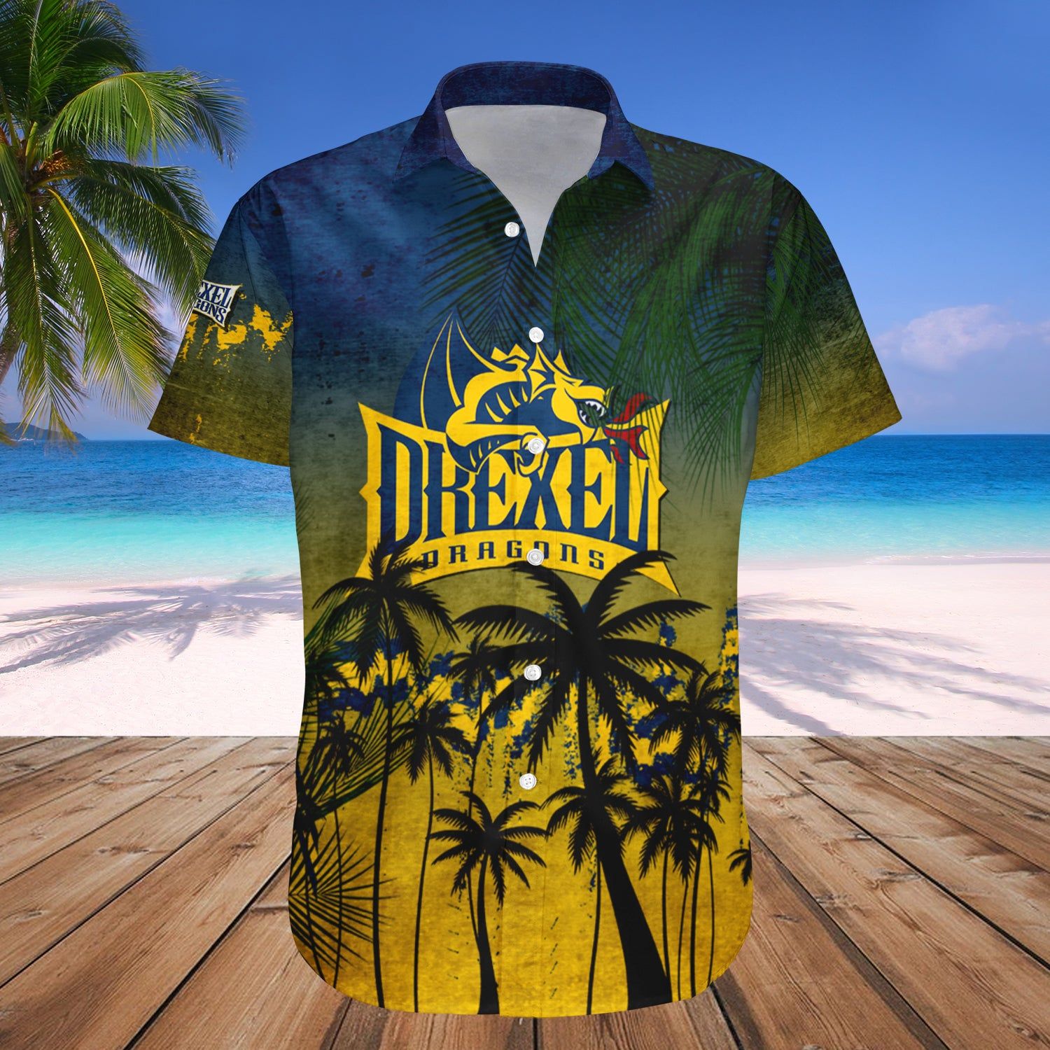 Drexel Dragons Hawaii Shirt Coconut Tree Tropical Grunge – NCAA