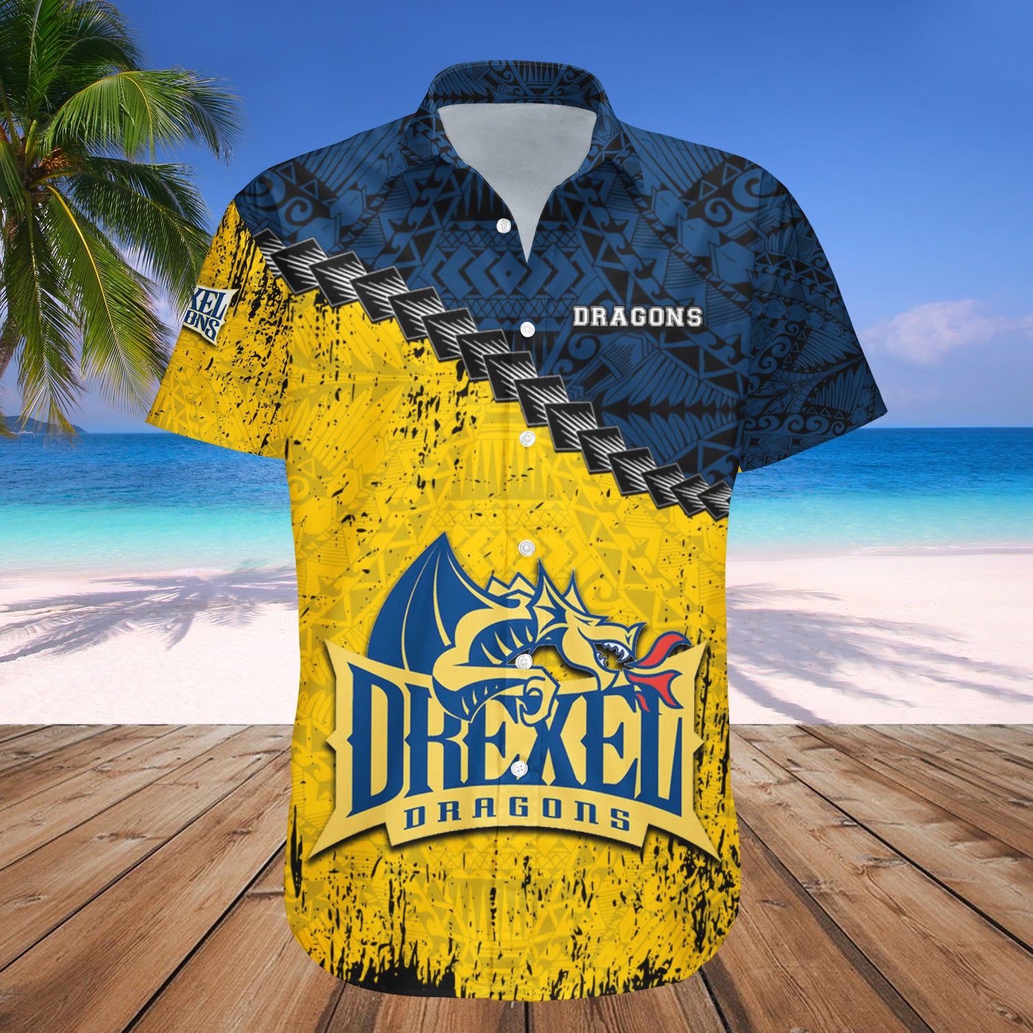 Drexel Dragons Hawaii Shirt Grunge Polynesian Tattoo – NCAA
