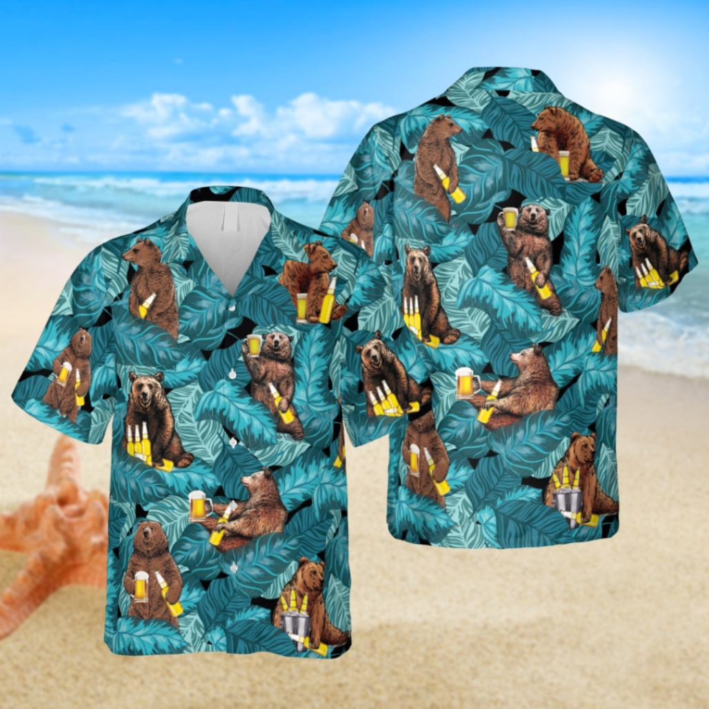 Drinking Bear Trendy Hawaiian Shirt, Tropical Shirt For Him