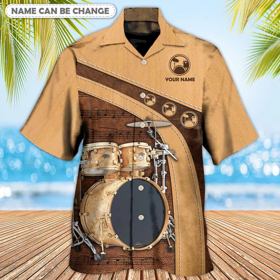 Drum An Old Drummer And A Lovely Lady Stick Personalized Hawaiian Shirt