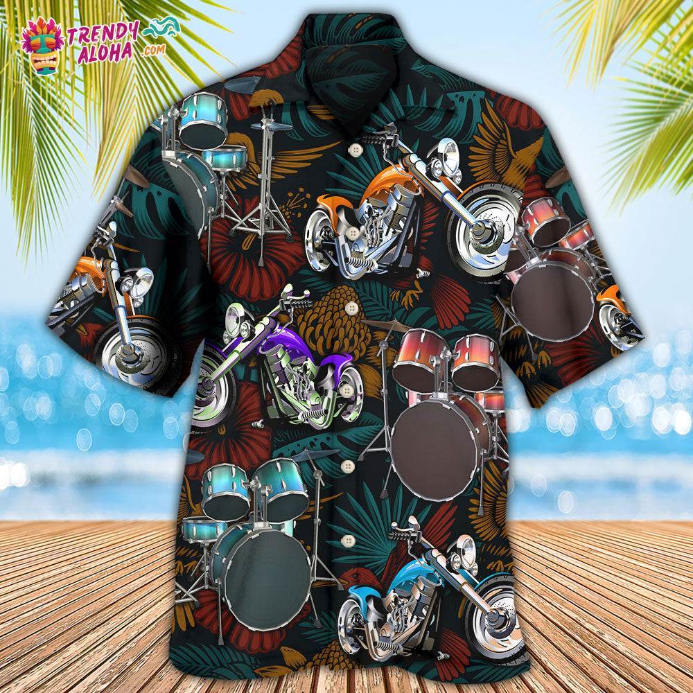 Drum I Like Drums And Motorcycles Hawaiian Shirt – Trendy Aloha