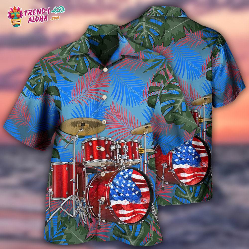 Drum Independence Day America Hawaiian Shirt – Trendy Aloha