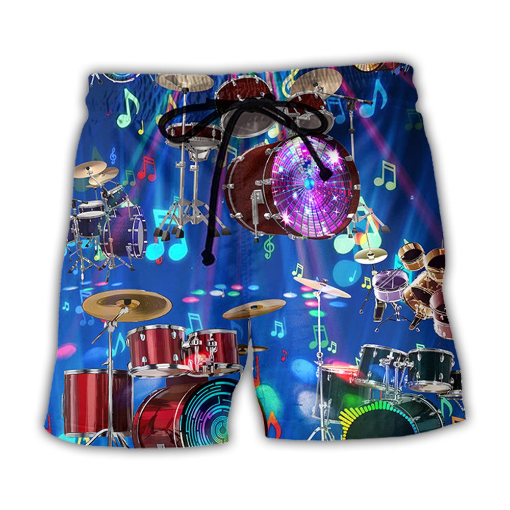 Drum Is My Life Light Neon Style Trendy Aloha Hawaiian Beach Shorts Drum Is My Life Light Neon Style Trendy Aloha Hawaiian Beach Shorts