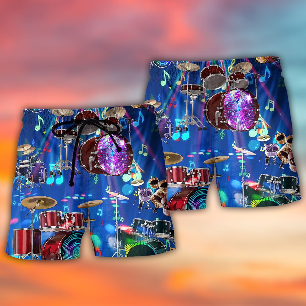 Drum Is My Life Light Neon Style Trendy Aloha Hawaiian Beach Shorts