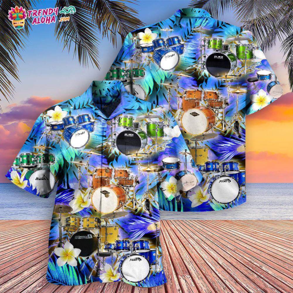 Drum Music Is Better With Drums And Plumerias Hawaiian Shirt – Trendy Aloha
