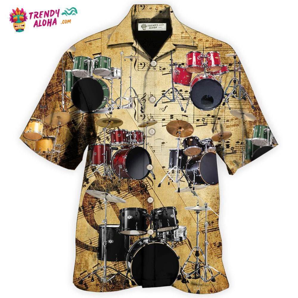 Drum Music Note Vintage Style Hawaiian Shirt – Trendy Aloha Drum Music Note Vintage Style Hawaiian Shirt – Trendy Aloha