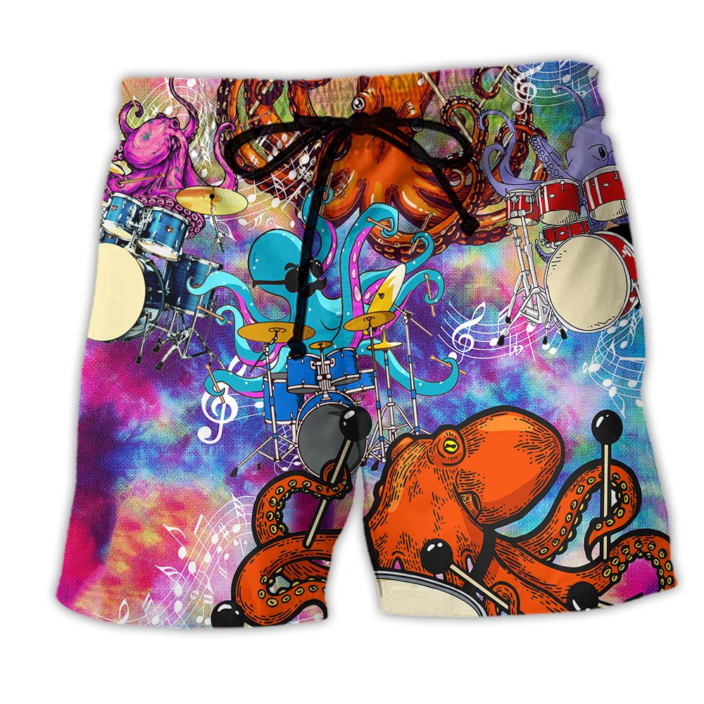 Drum Octopus Dance To The Beat Of Your Own Trendy Aloha Hawaiian Beach Shorts Drum Octopus Dance To The Beat Of Your Own Trendy Aloha Hawaiian Beach Shorts