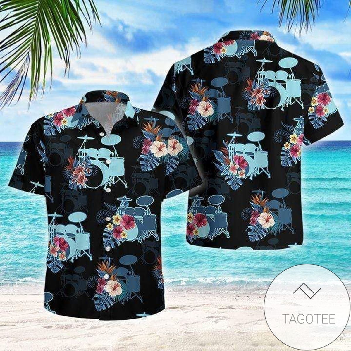 Drum Tropical Flowers Design Elegance Hawaiian Shirt Tropical Collection