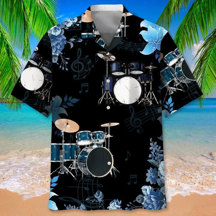 Drum Usa Trendy Hawaiian Shirt, Drum Nature Flower Trendy Hawaiian Shirt For Men