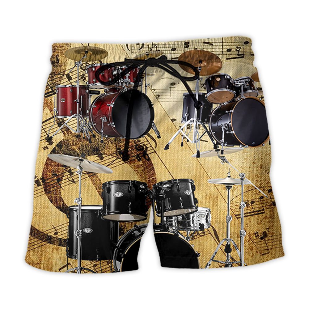 Drum Vintage Lover Style Trendy Aloha Hawaiian Beach Shorts Drum Vintage Lover Style Trendy Aloha Hawaiian Beach Shorts