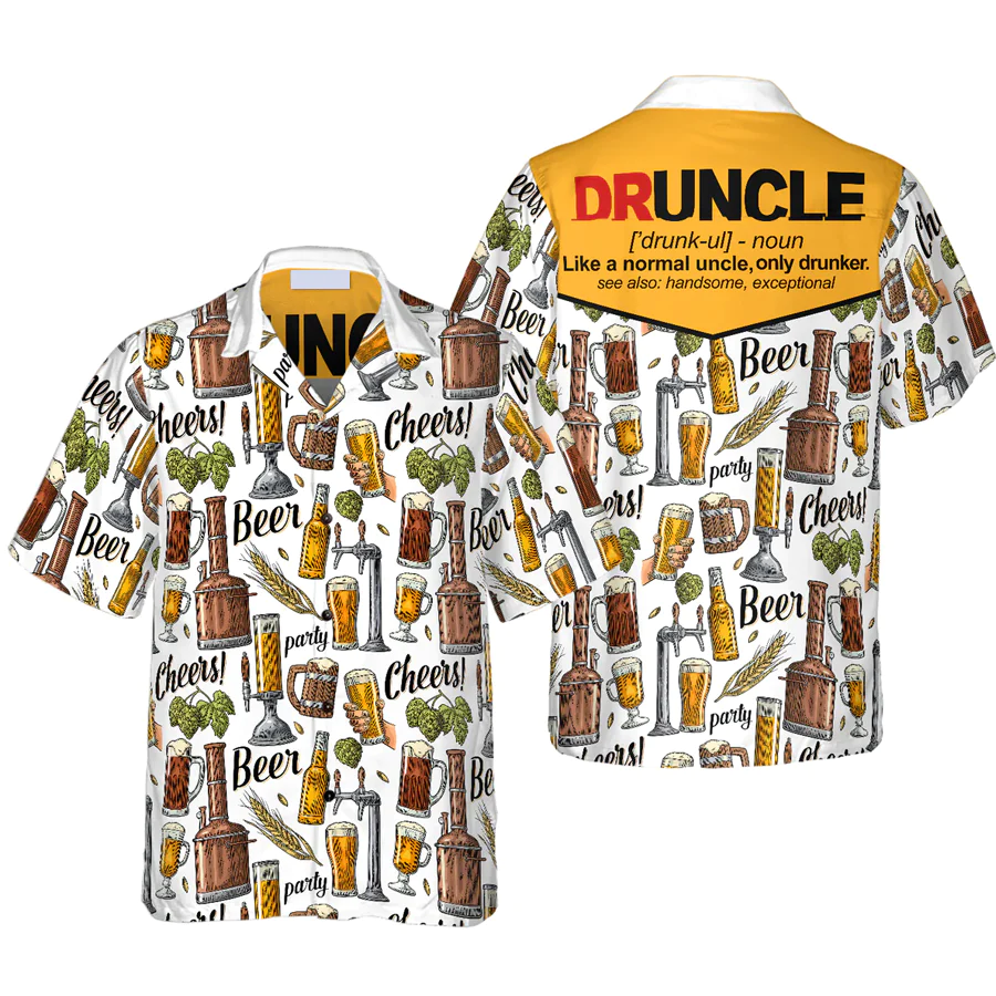 Druncle Trendy Hawaiian Shirt For Men, Beer Cheers Shirt For Men