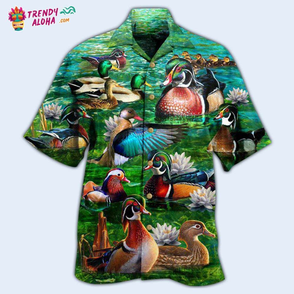 Duck All You Need Is Love And A Duck In Green Hawaiian Shirt – Trendy Aloha