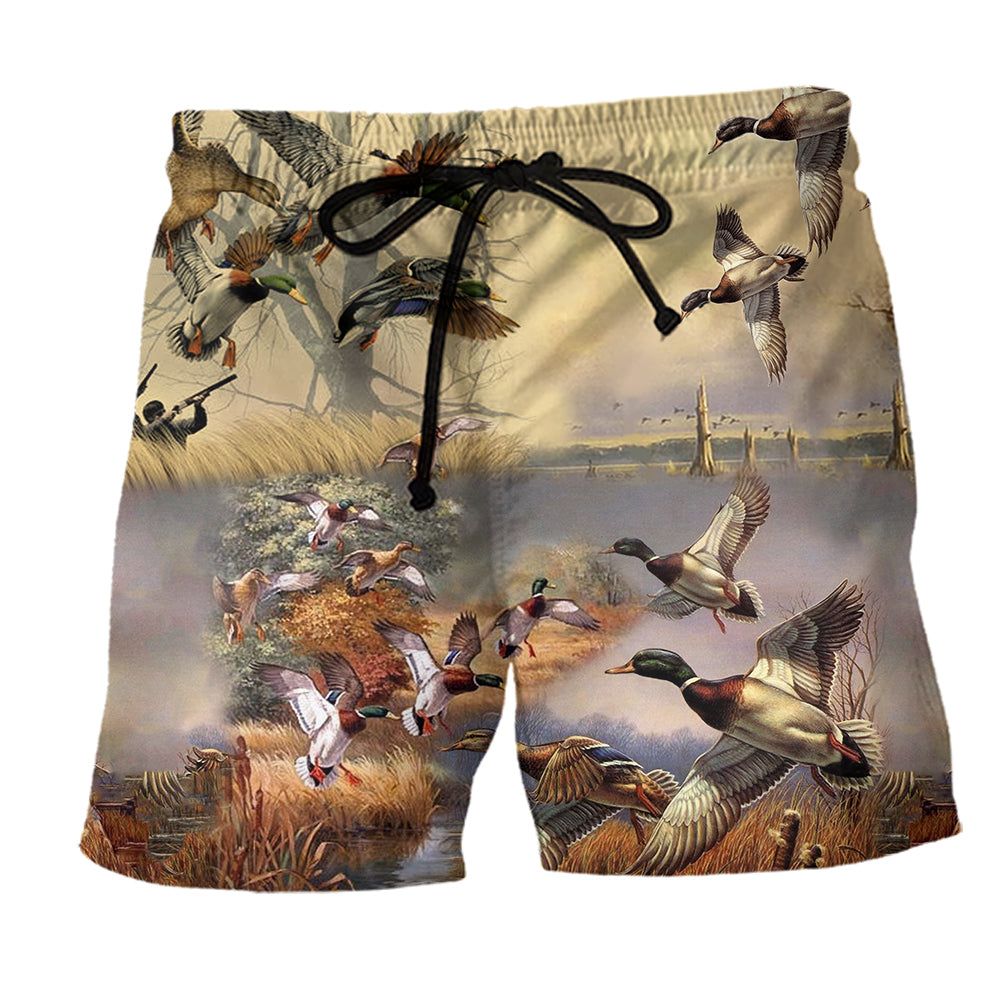 Duck Amazing Vintage Trendy Aloha Hawaiian Beach Shorts Duck Amazing Vintage Trendy Aloha Hawaiian Beach Shorts