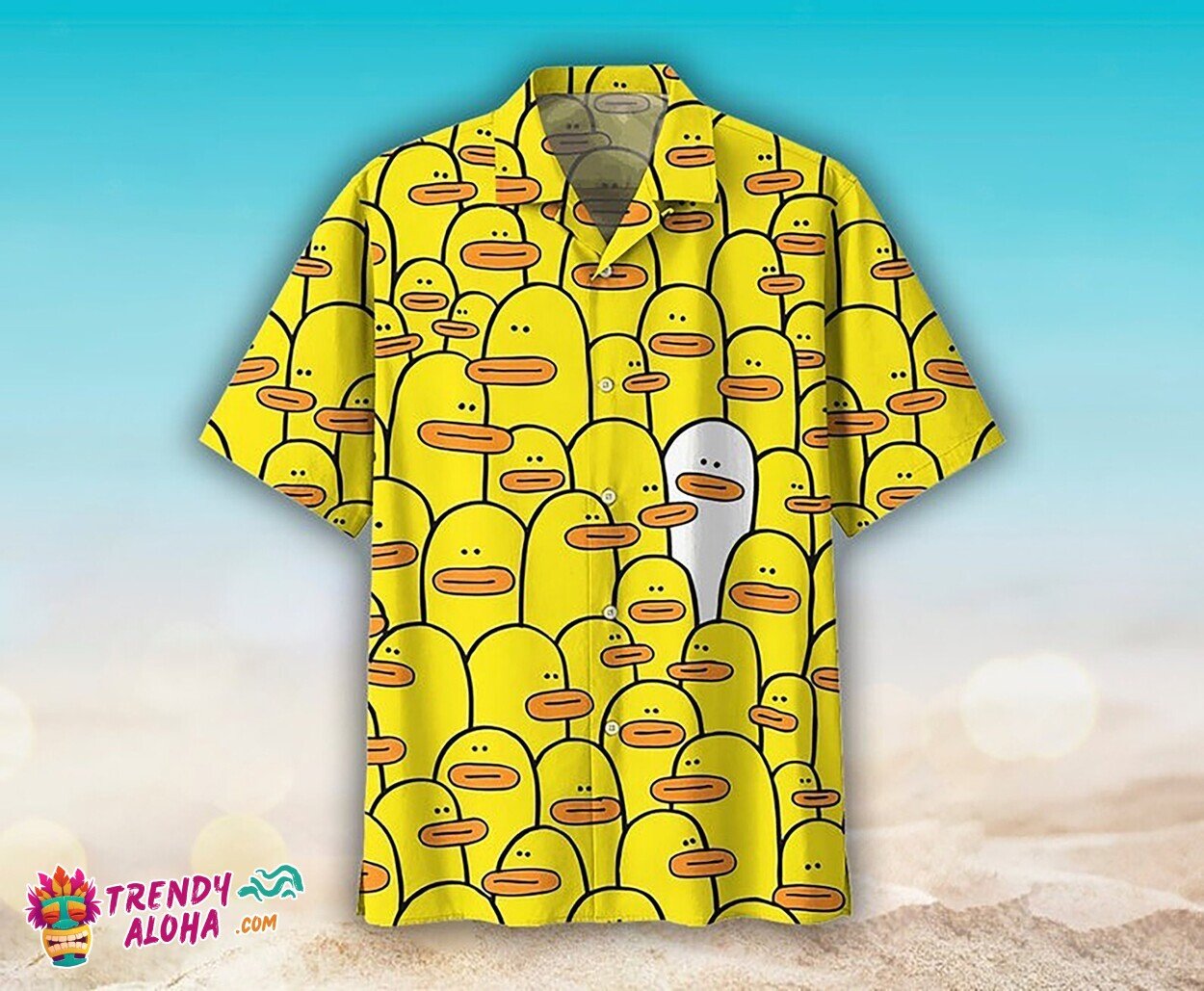 Duck Tropical Leaves Pattern Summer Beach Hawaiian Shirt