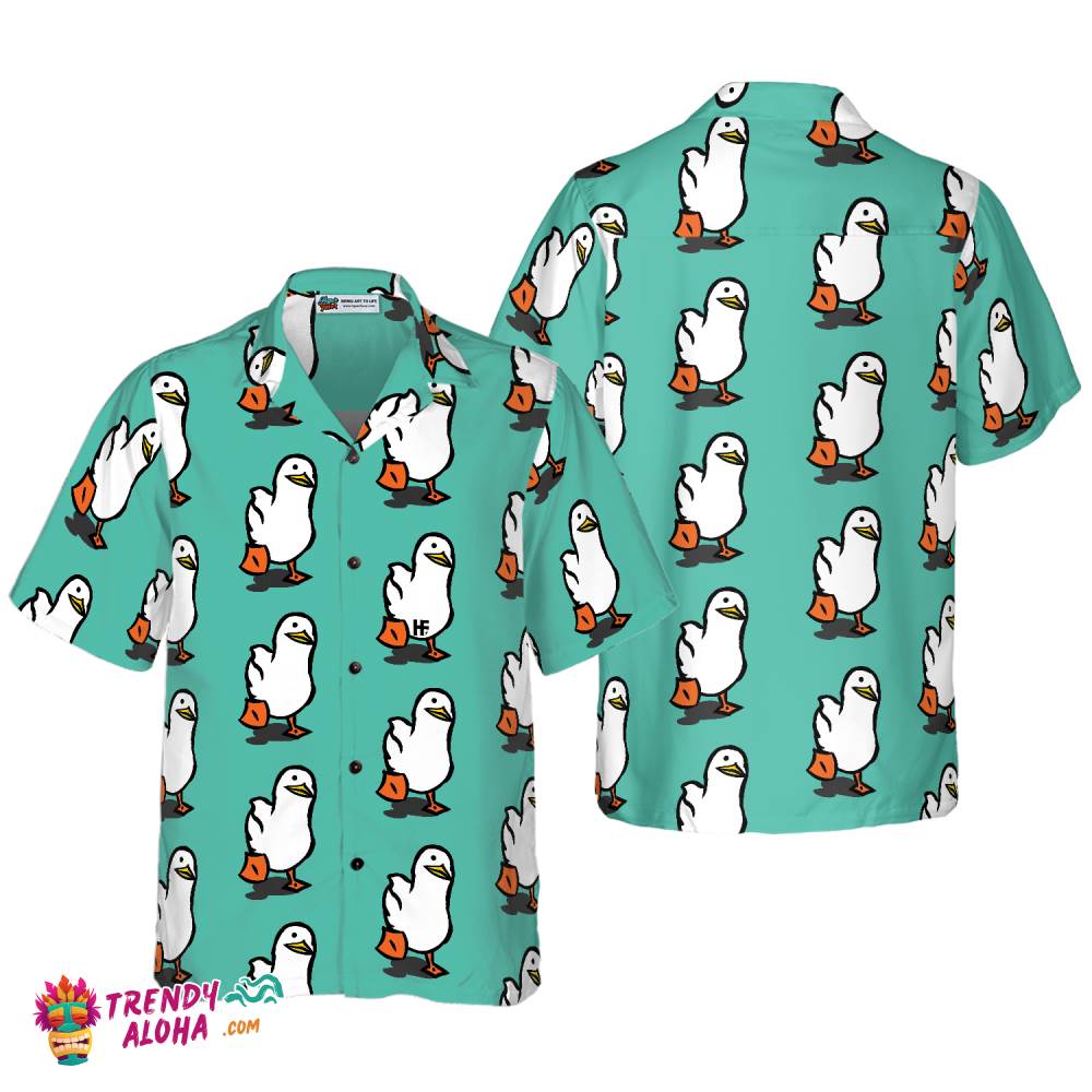 Ducks In Tiffany Blue Hawaiian Shirt Ducks In Tiffany Blue Hawaiian Shirt