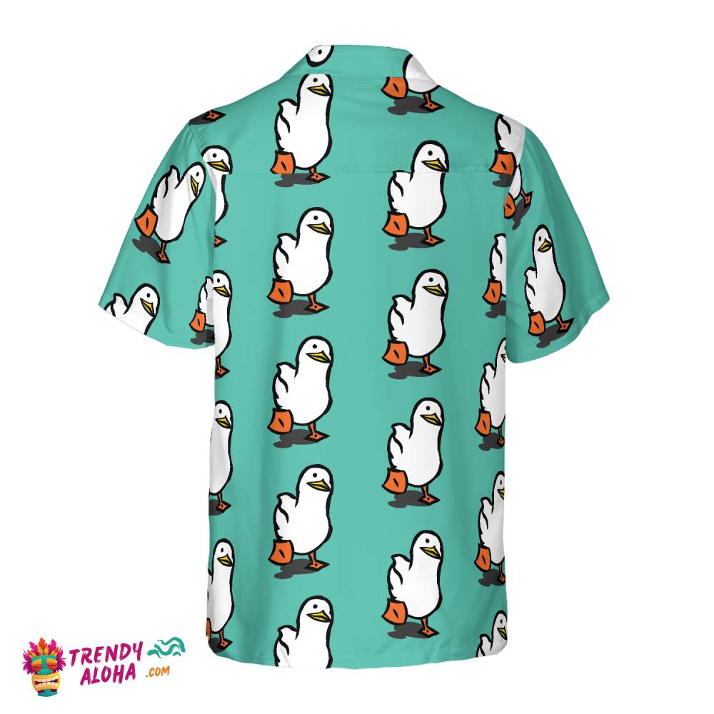 Ducks In Tiffany Blue Hawaiian Shirt