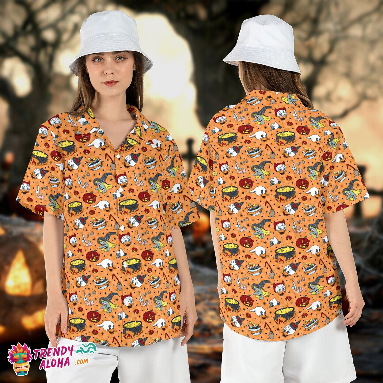 DuckTales Halloween Huey Dewey Louie Trick or Treat Aloha Shirt